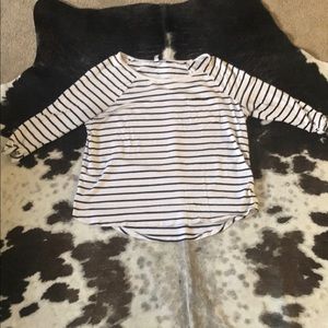 3/4 Sleeve Striped Pocket Top